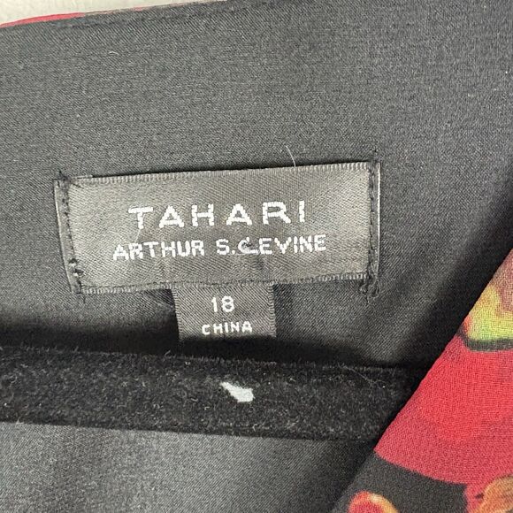 TAHARI ASL Size 18 Floral DRESS MULTICOLOR KNEE Length Sheer Long Sleeve - Picture 7 of 8